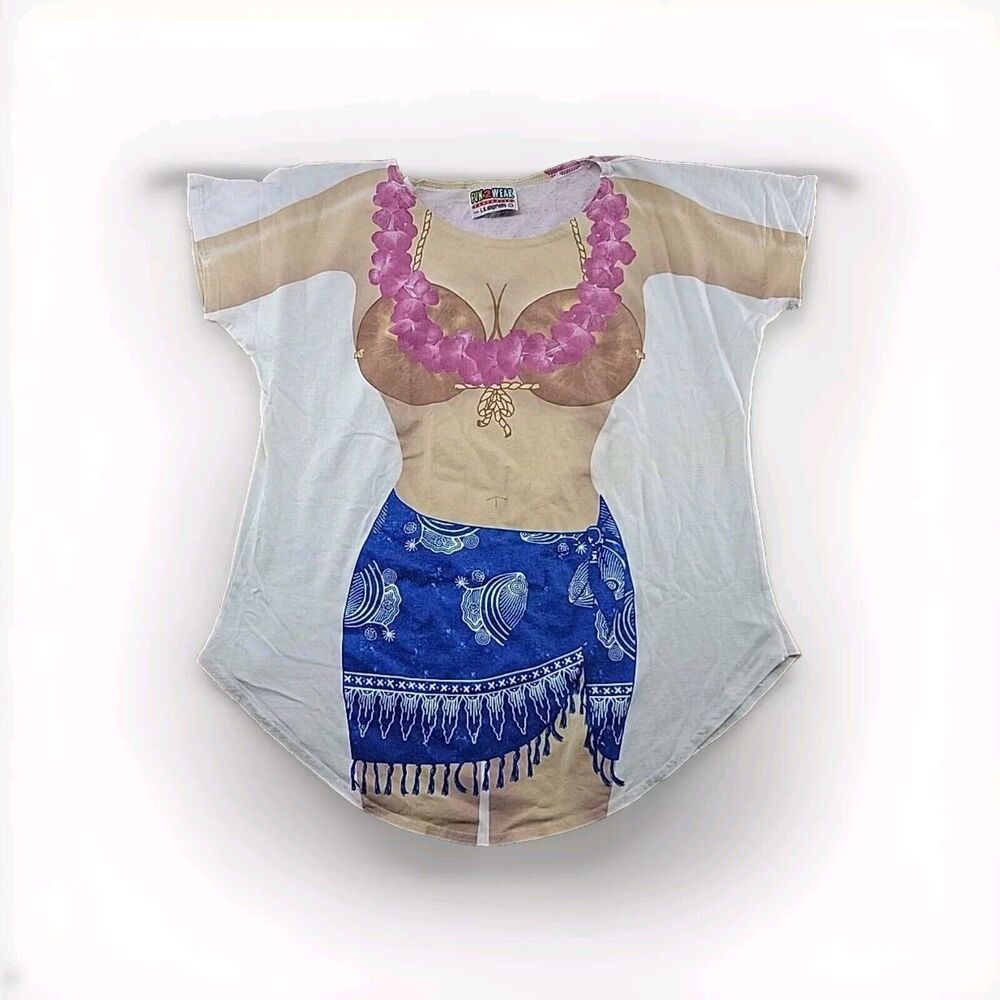 Vtg Fun2Wear Fantasies La. Imprints Bikini Body T-Shirt One Size Coconut Bikini